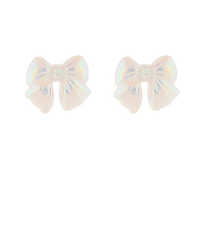 Iridescent Bow Stud Earrings