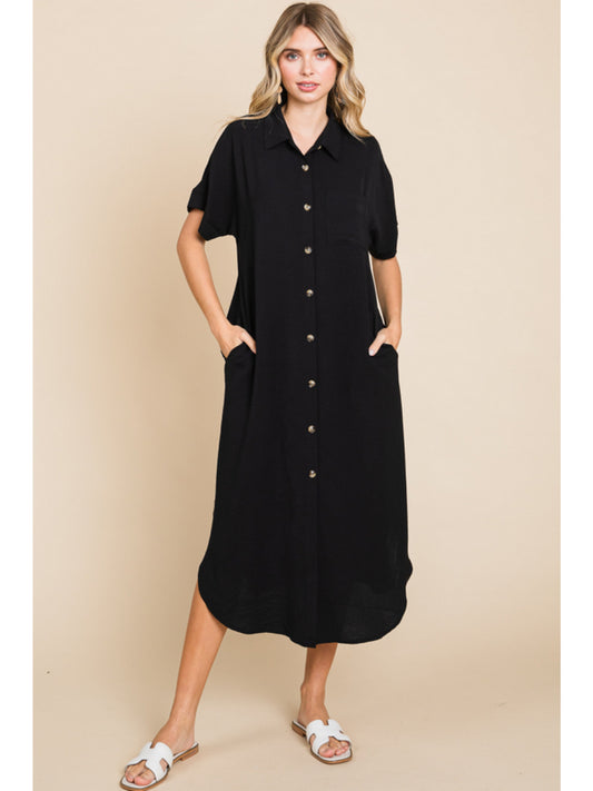 Button Up Airflow Midi Dress