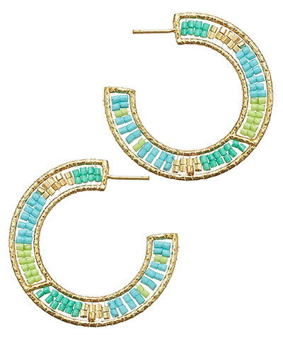 Colorful Beaded Hoop Earrings