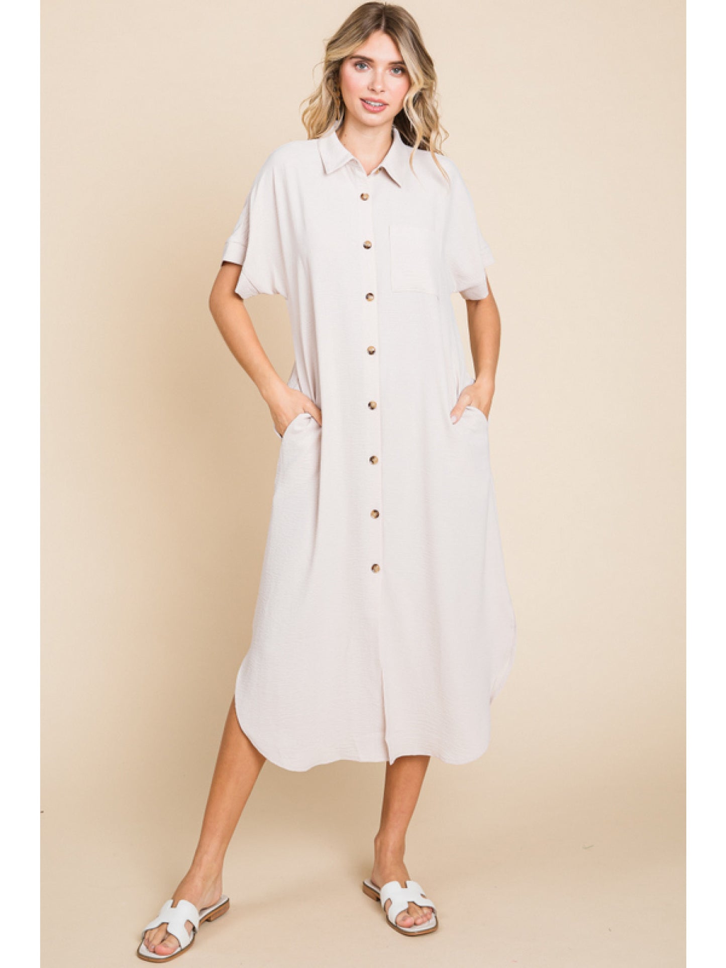 Button Up Airflow Midi Dress