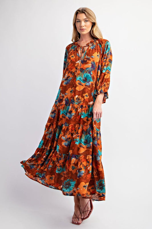 Flirty Floral Fall Maxi Dress