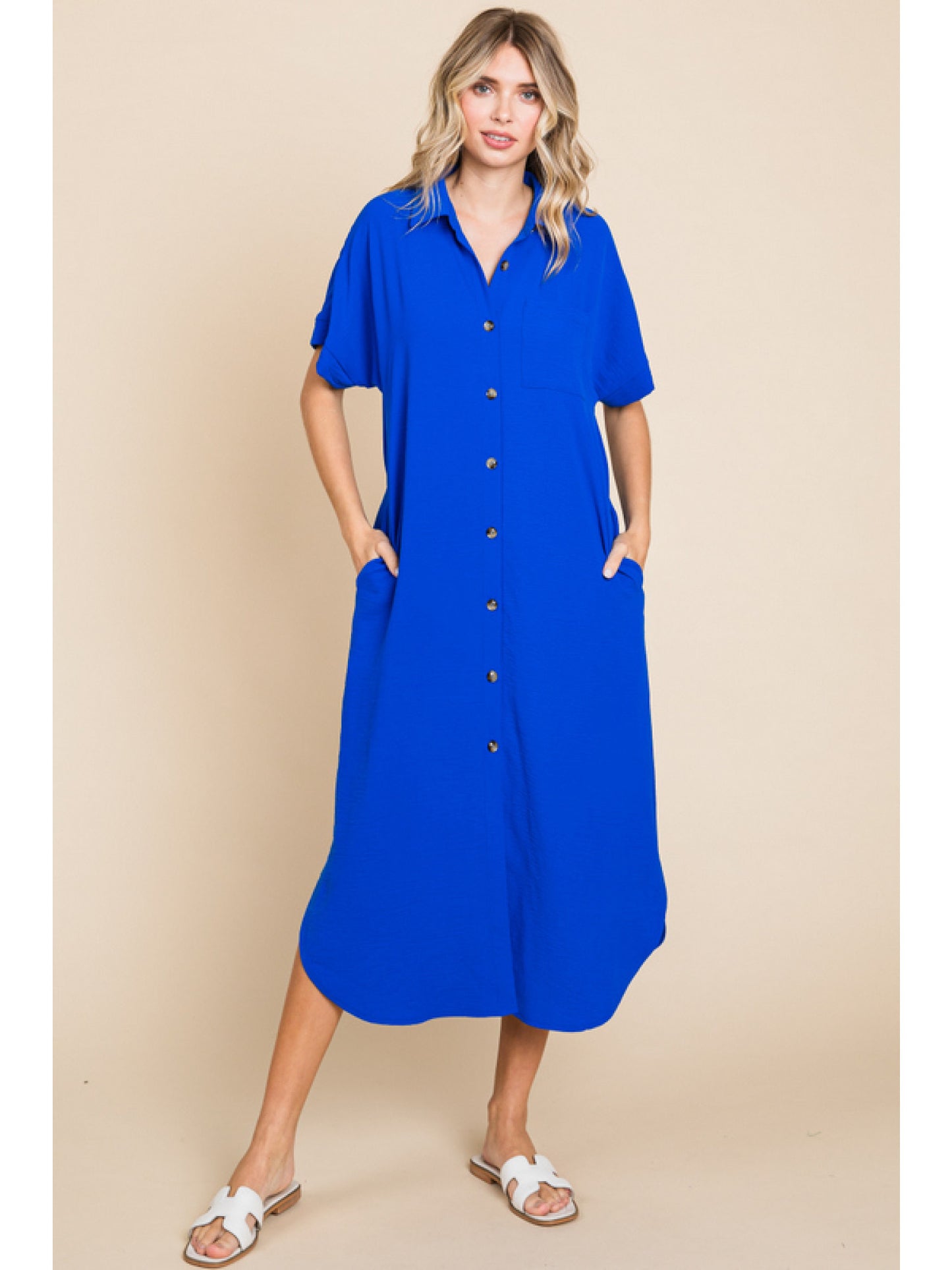 Button Up Airflow Midi Dress