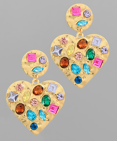 Bejeweled Heart Earrings