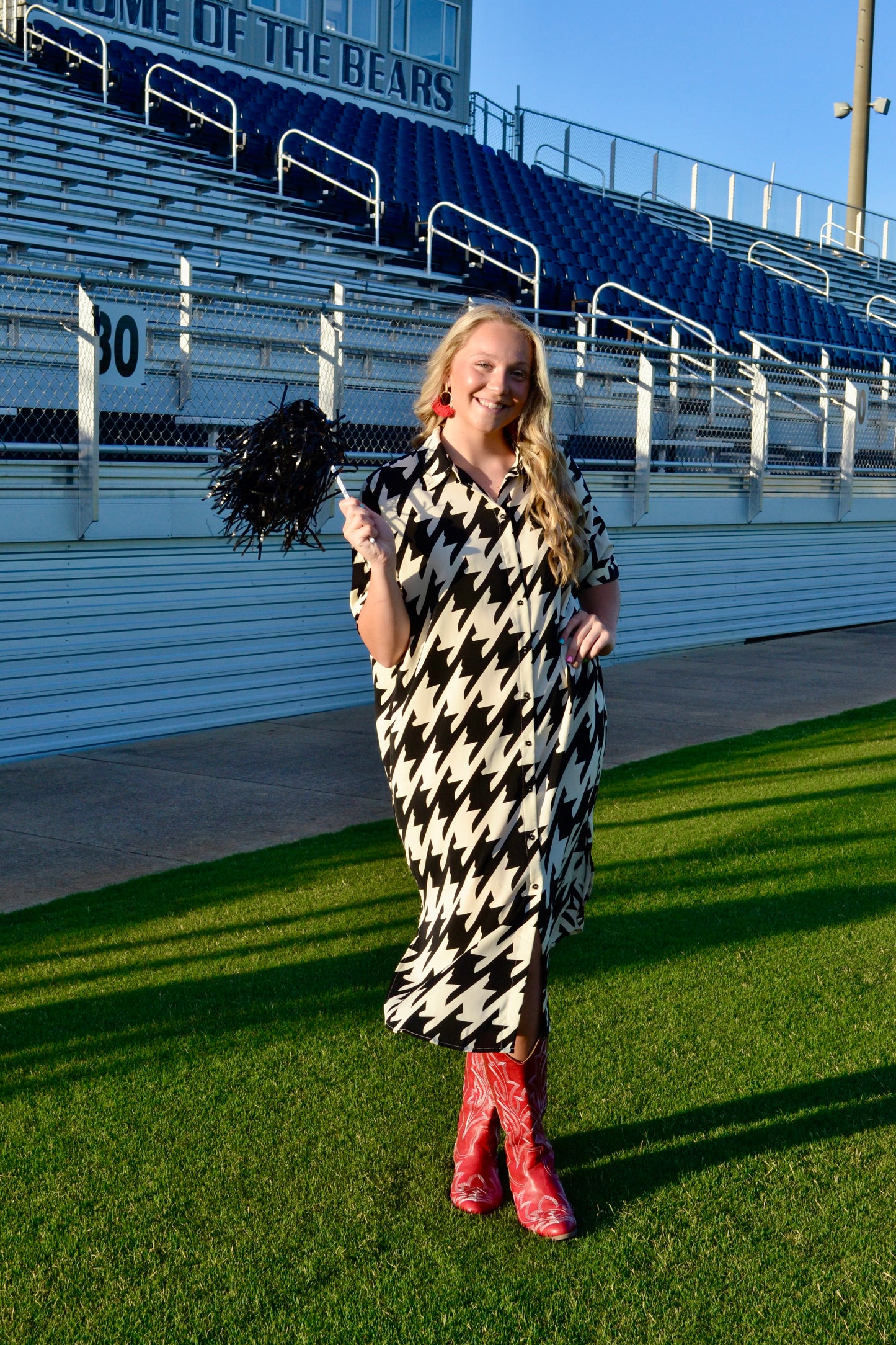 Houndstooth Midi Dress