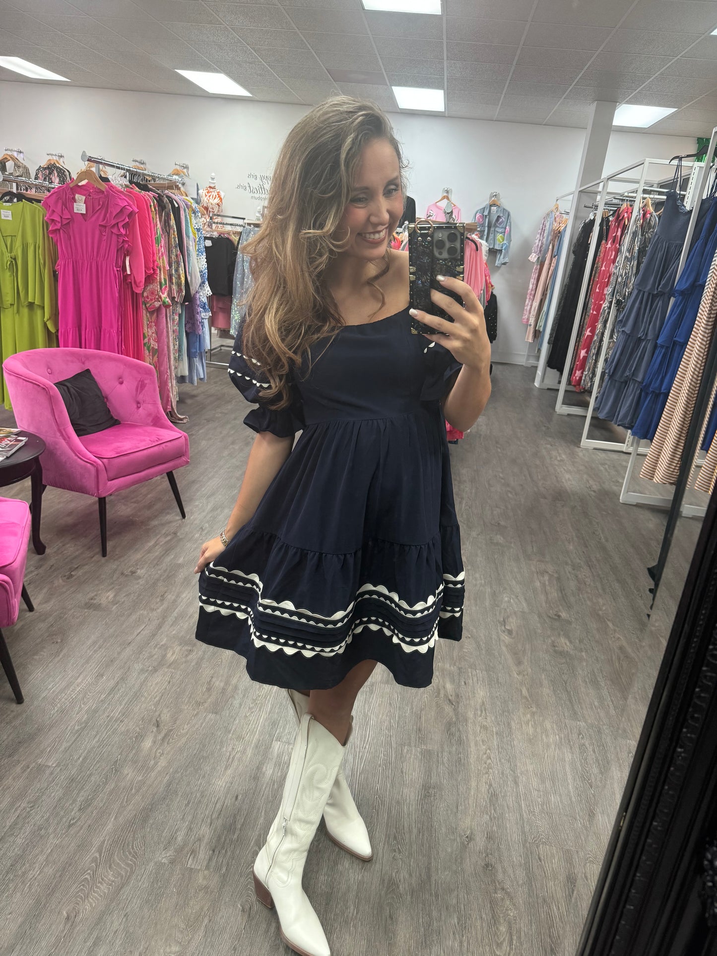 Cute Navy Ric Rac Dress