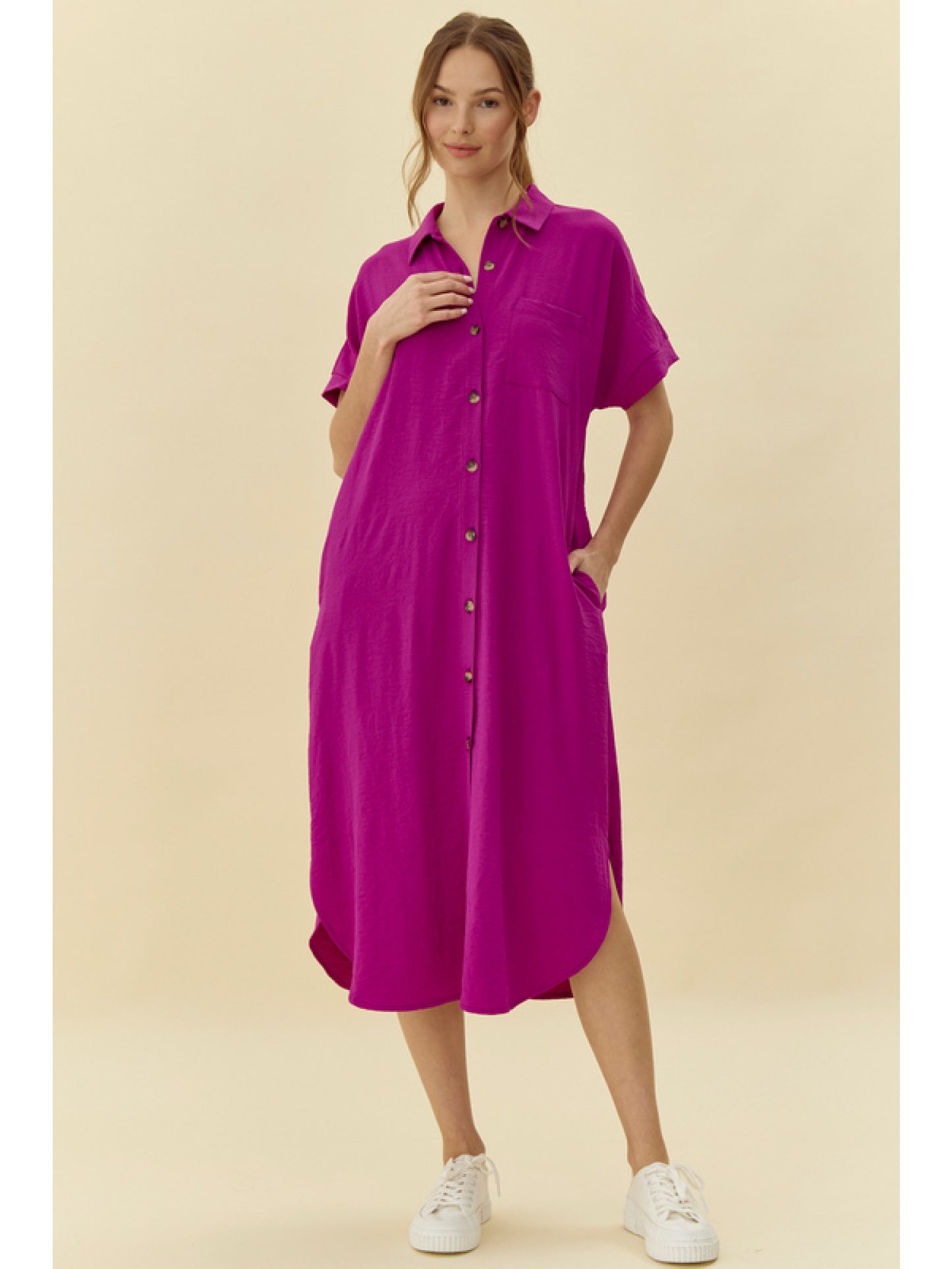 Button Up Airflow Midi Dress