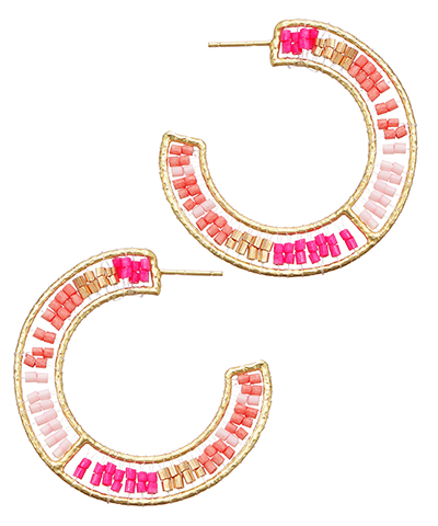 Colorful Beaded Hoop Earrings