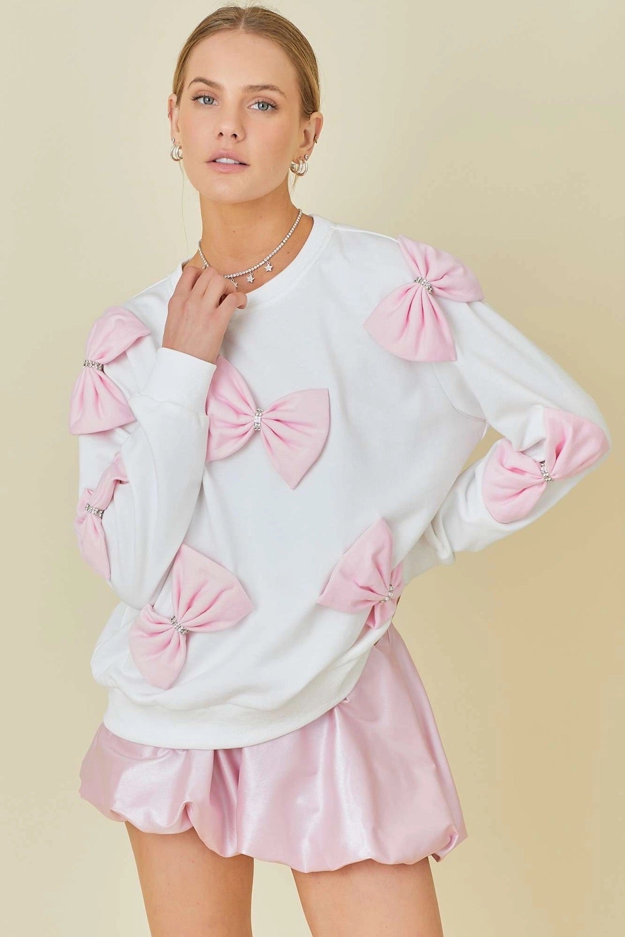 Blushing in Bows Pullover