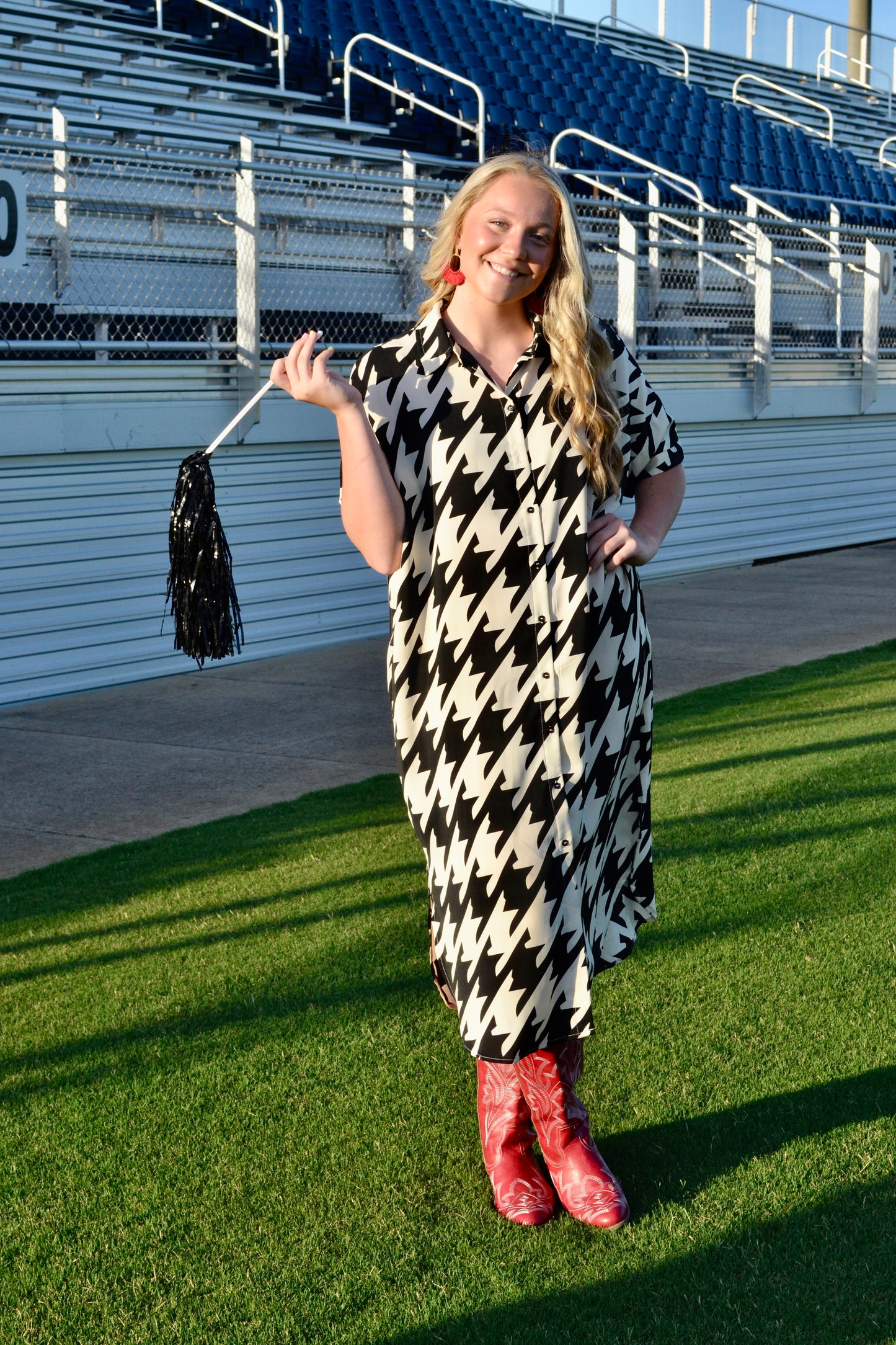 Houndstooth Midi Dress