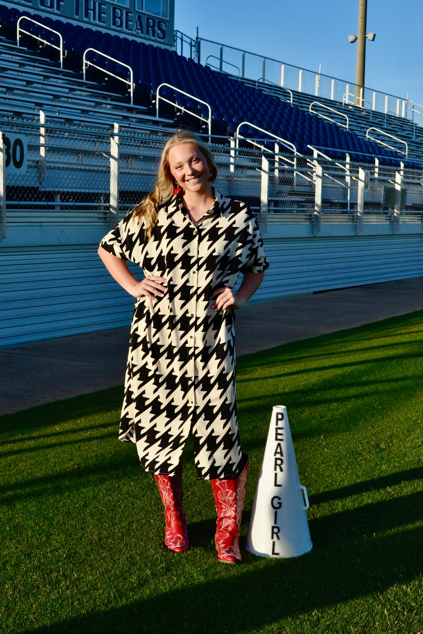 Houndstooth Midi Dress