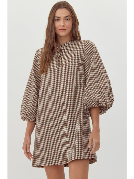 Caramel Houndstooth Dress