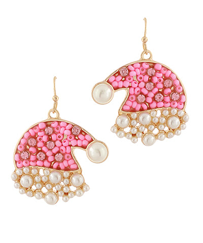 Santa’s Pearly Hat Earrings