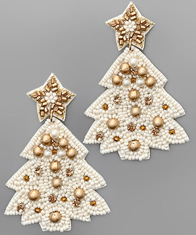 Golden Christmas Tree Earrings